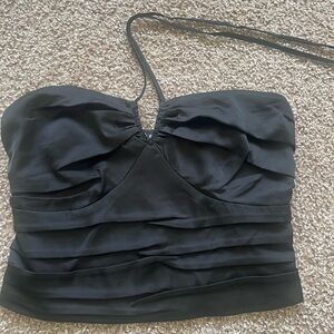 Express Black Smocked Strapless Top